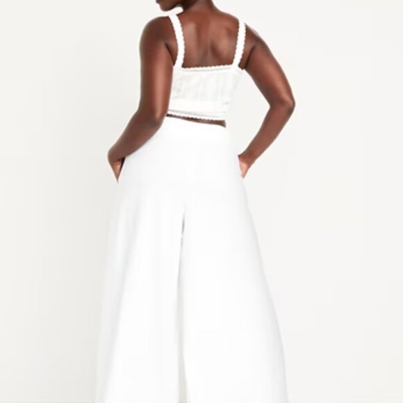 Old Navy Mid-Rise Linen-Blend Super Wide-Leg Palazzo Pants Size PETITE Small - Picture 4 of 4